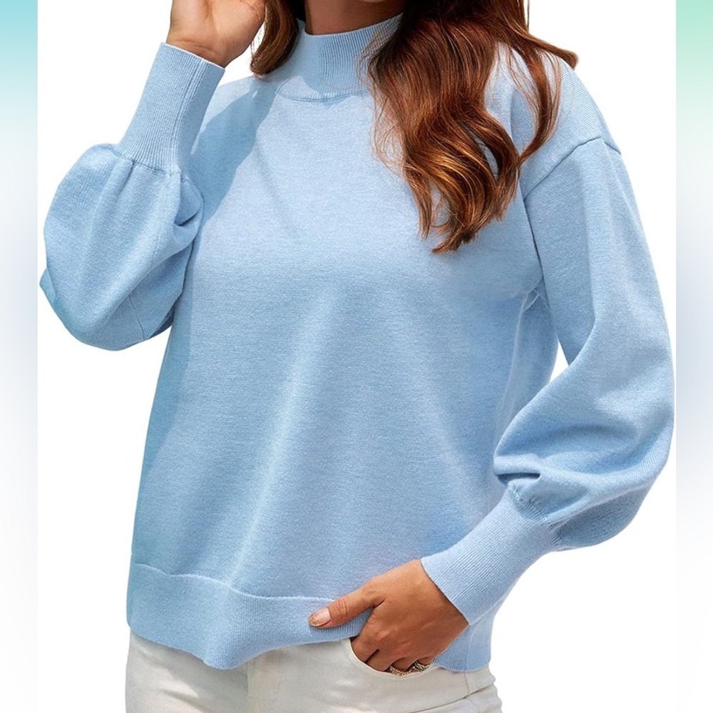 Blue mock neck sweater